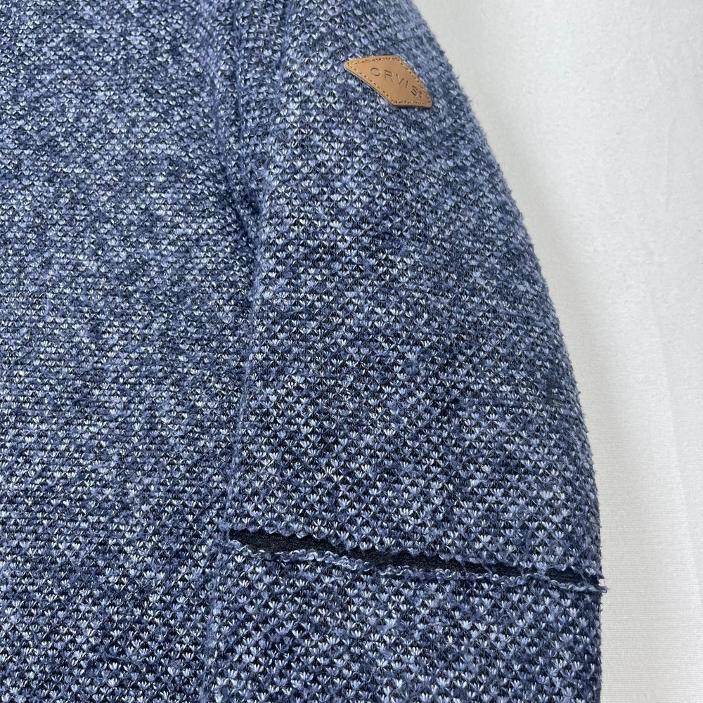 Orvis Sweater Men's Medium Blue White Sherpa-Lined 1/4 Zip Long Sleeve Pullover - Picture 6 of 9